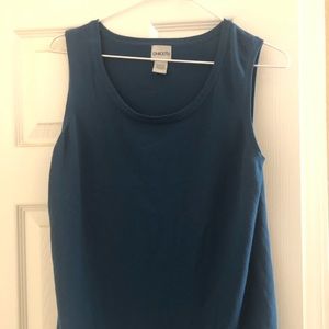 Sleeveless teal knit shell